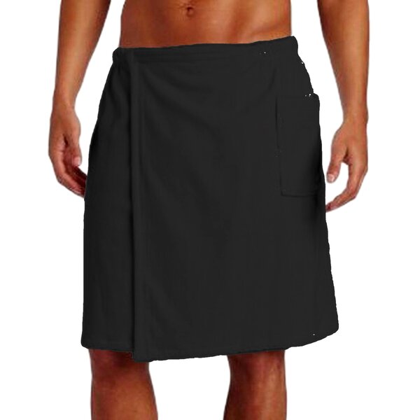 Men Cotton Bath Cover Up With Elastic Waist Sauna Gym Towel Robe Size M L XL XXL