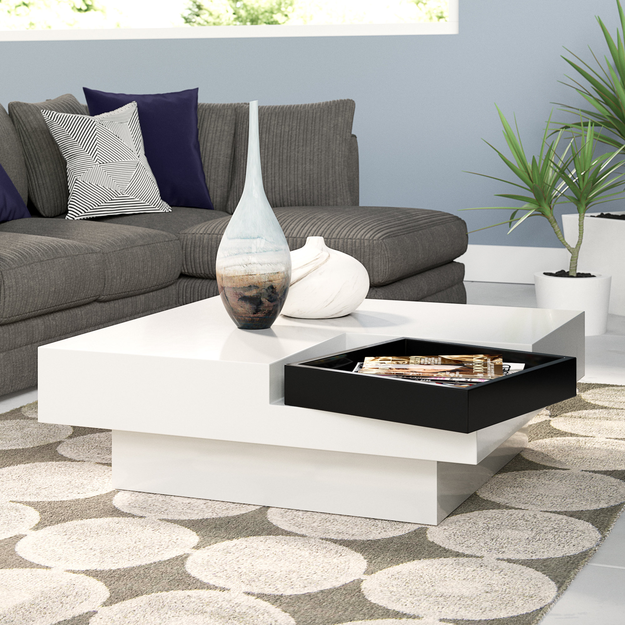Orren Ellis Lomax Coffee Table With Tray Top Reviews Wayfair