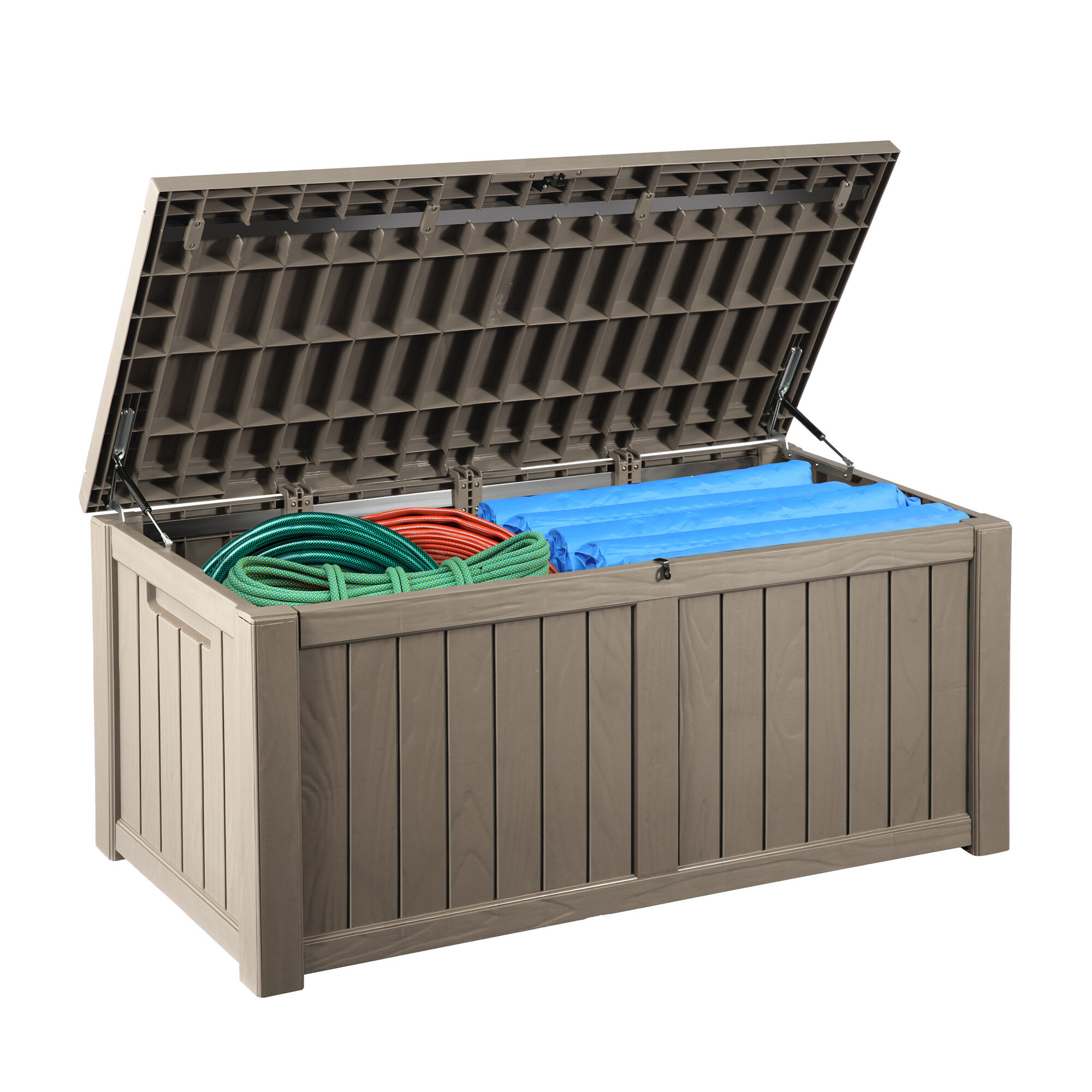 KUTIME 120 Gallons Gallon Water Resistant Resin Lockable Deck Box in ...