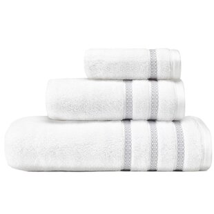 100% COTTON BRAND NEW MONOGRAMMED 3 PIECES WHITE TOWELS SET 