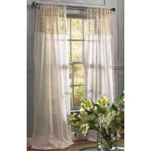 Juliette Crochet Solid Sheer Tab Top Single Curtain Panel