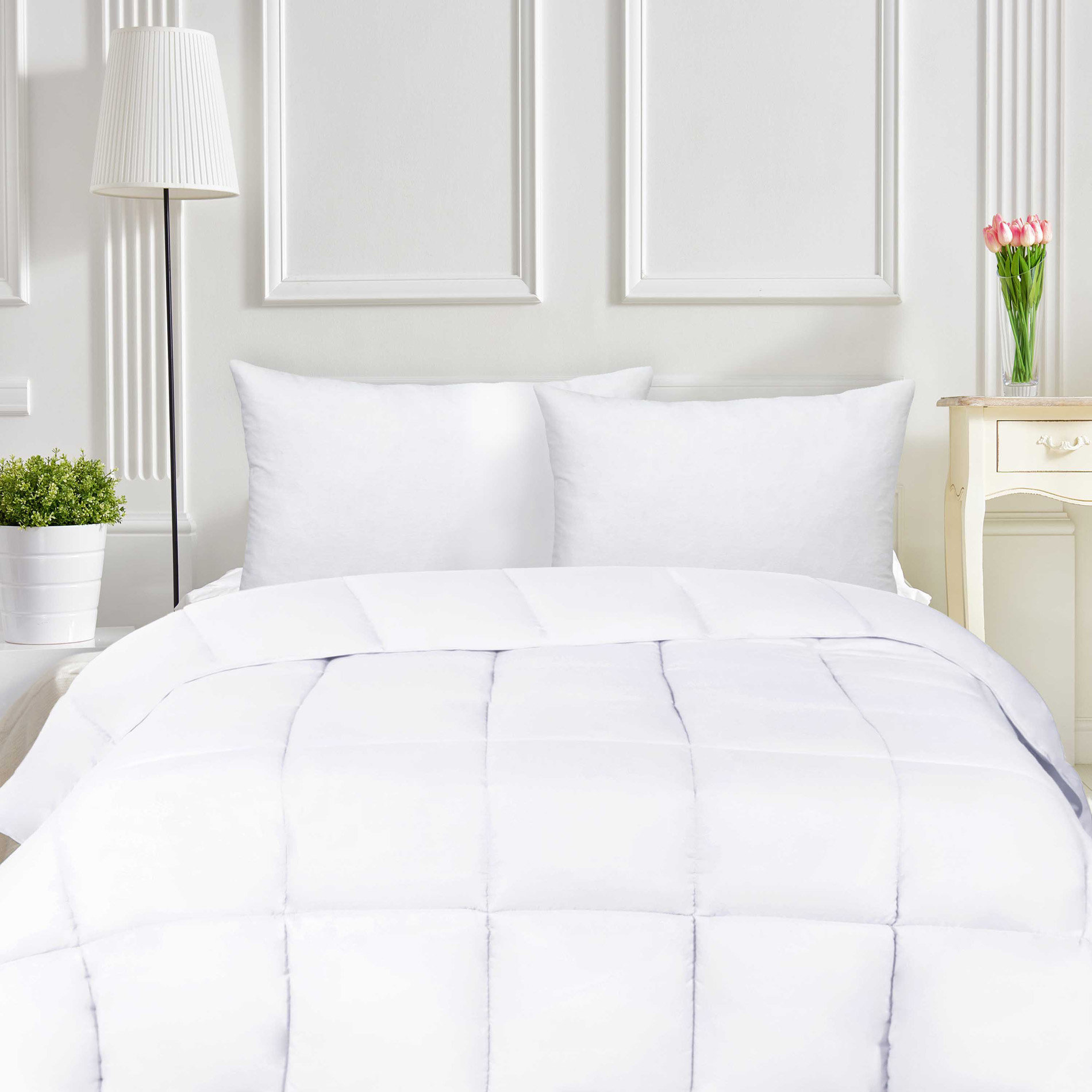 INGALIK All-Season Cotton 100% Bed Comforter Striped Cooling Down Alternative Qu 