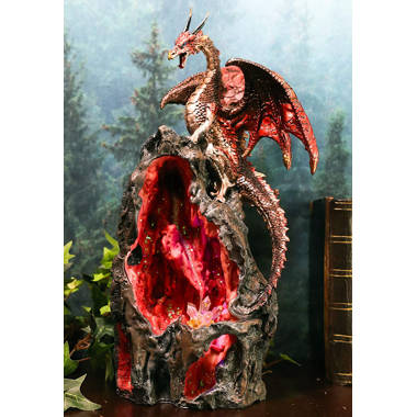 Red Dragon Backflow Incense Cone Burner Figurine Home Decor Statue 6.25"H 