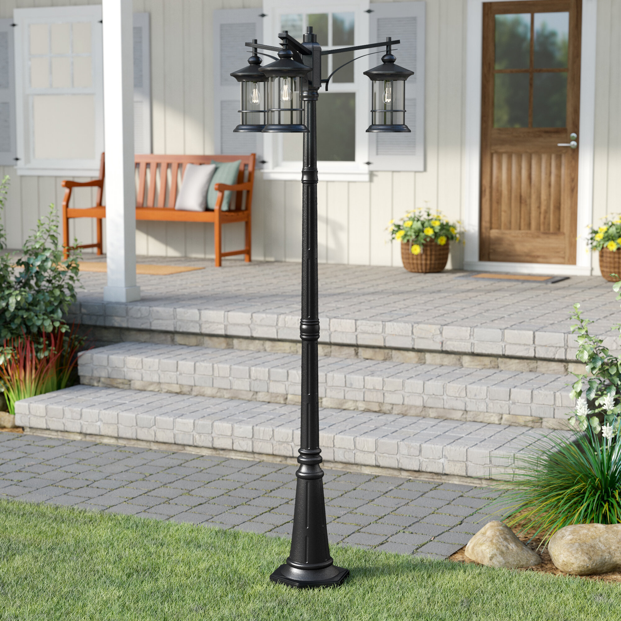 Sol 72 Outdoor Trinidad Black 3 Light 82 H Lamp Post Full Reviews Wayfair