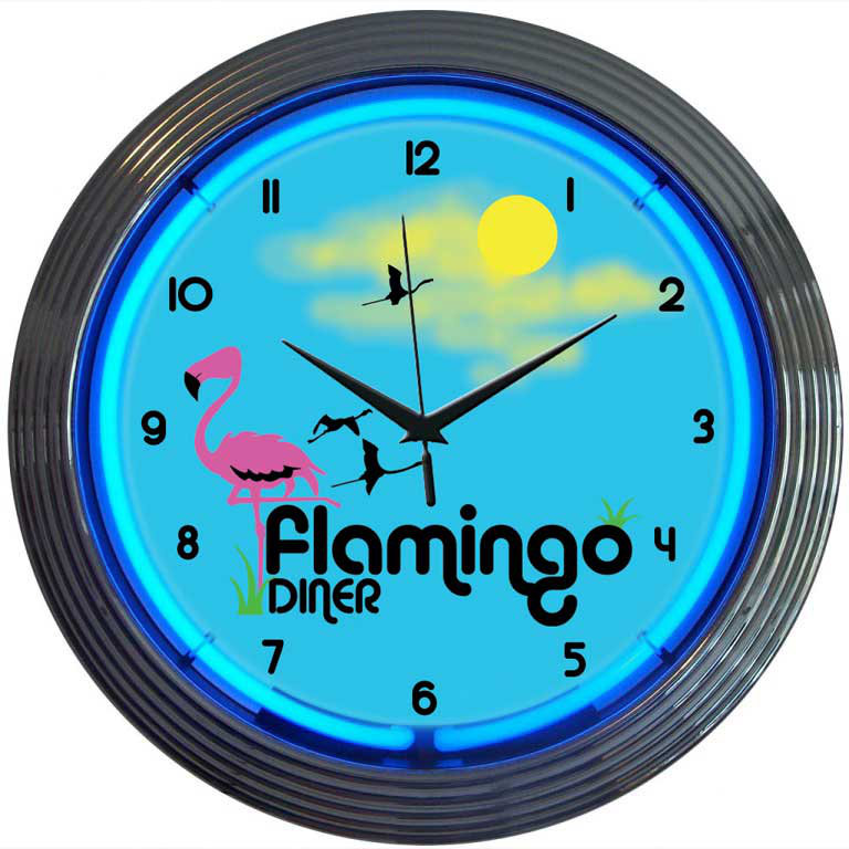 Neonetics Retro 15 Flamingo Diner Wall Clock Wayfair Retro 15 Flamingo Diner Wall Clock