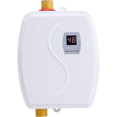 Electric Tankless Hot Water Heater US 110V 3000W 110V 3000W Hot Cold White Mini Tankless Instant Hot Water Heater Dual-Use Regulator Intelligent Kitchen Water Heater with Indicator Light  