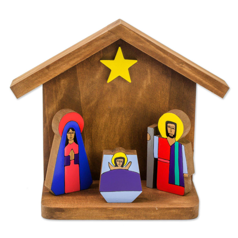 The Holiday Aisle 8 Piece Adoration Pinewood Nativity Scene Set