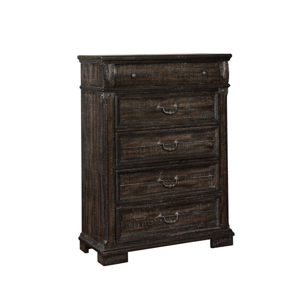 17 Stories Blaise Distressed Wooden 5 Drawers Chest Wayfair