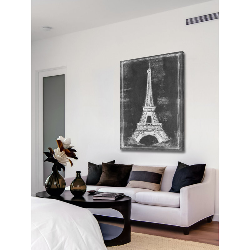 Marmont Hill Eiffel Tower Blueprint Painting Print On Wrapped
