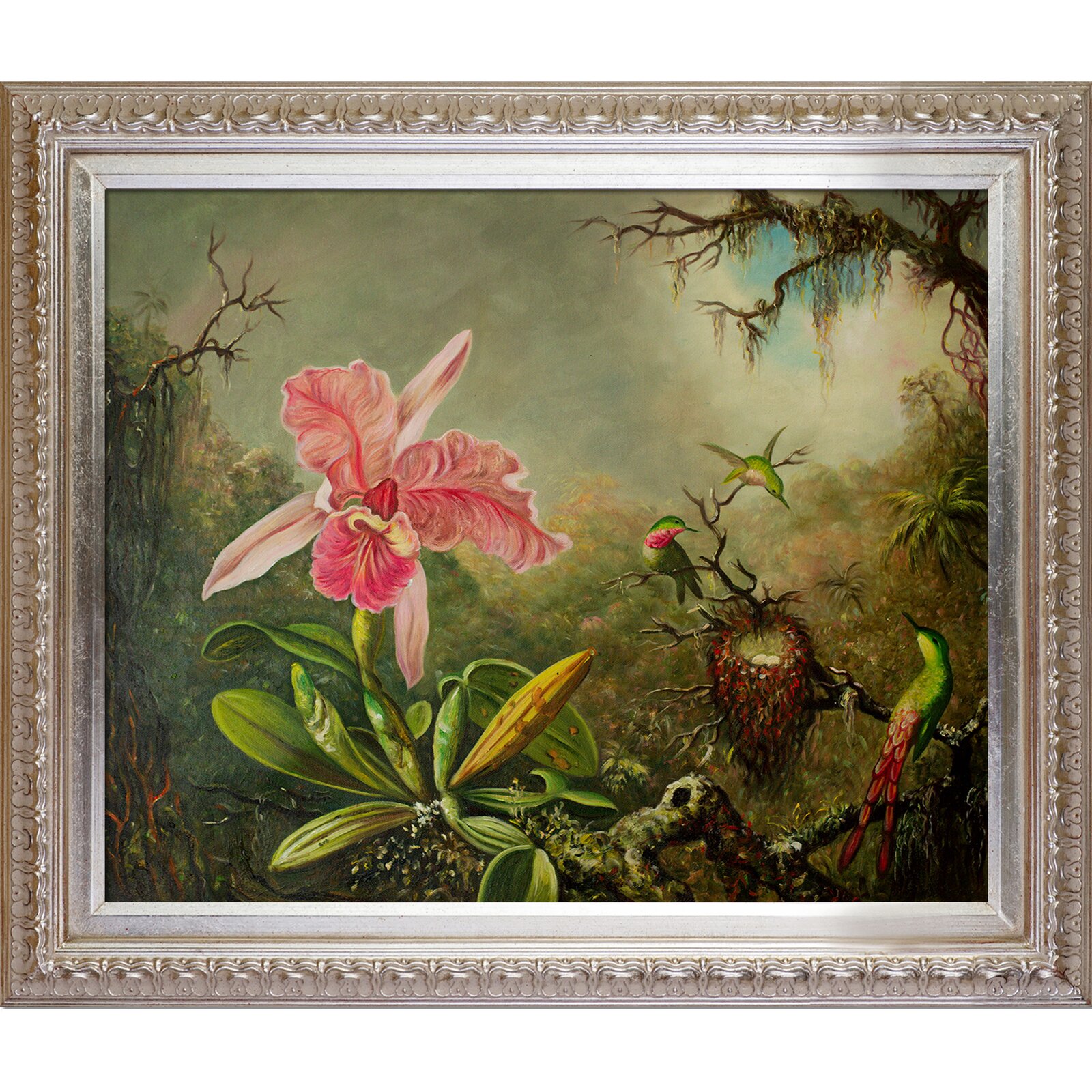 Cattleya Orchid and Three Hummingbirds 1871 - Picture Frame Painting