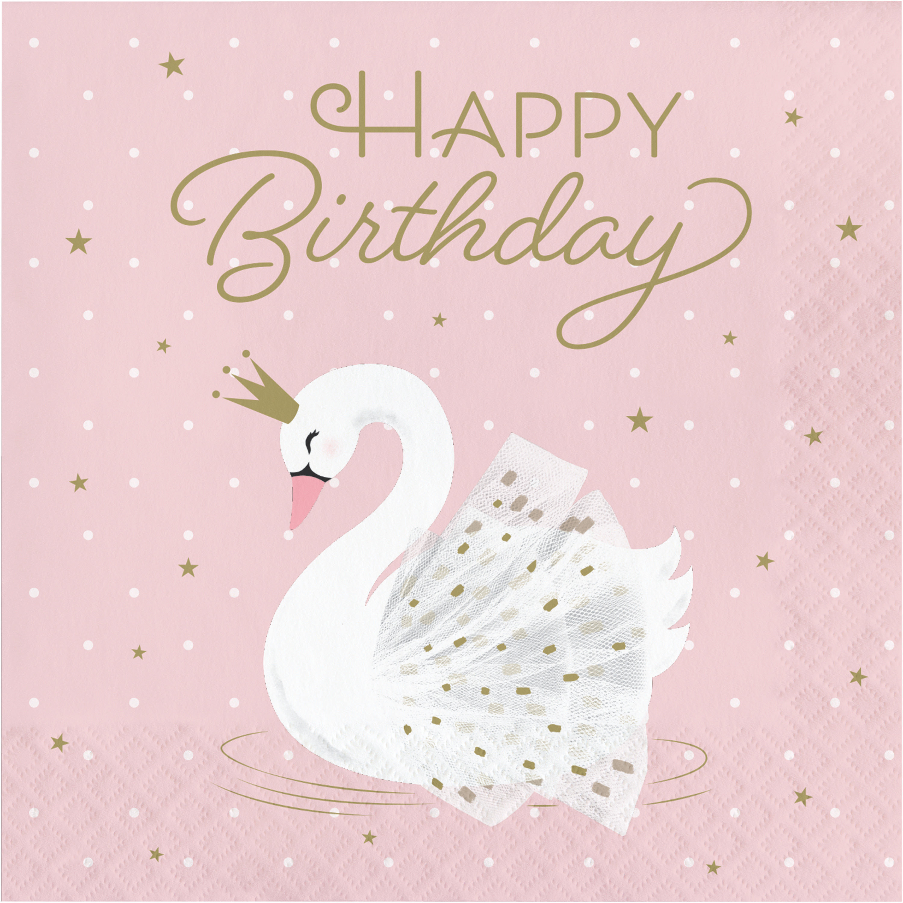 Creative Converting Swan Happy Birthday Ply Paper Disposable Dinner