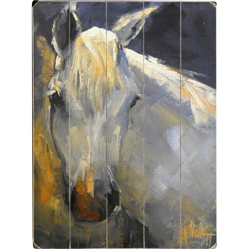 Charlton Home White Horse Wall Art Print On Wood Reviews Charlton Home White Horse Wall Art