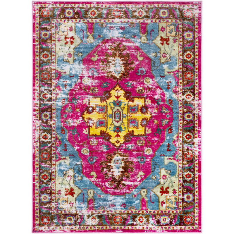 Bungalow Rose Wyclif Bright Pink Aqua Area Rug Wayfair