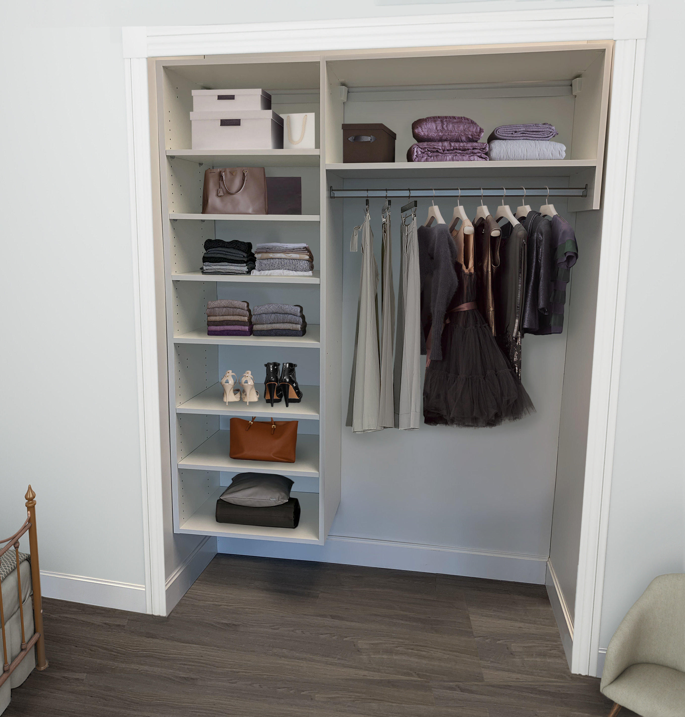 Ebern Designs Oshaye - Regular Width Shelving with Long-Hang Closet