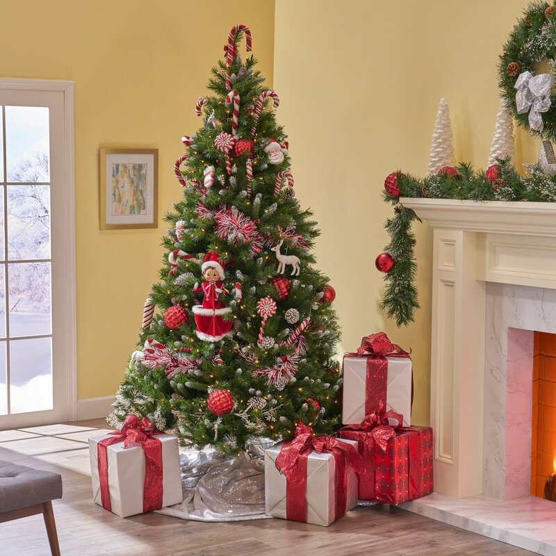 The Holiday Aisle® 7.5' Frosted Green Spruce Artificial Christmas Tree ...