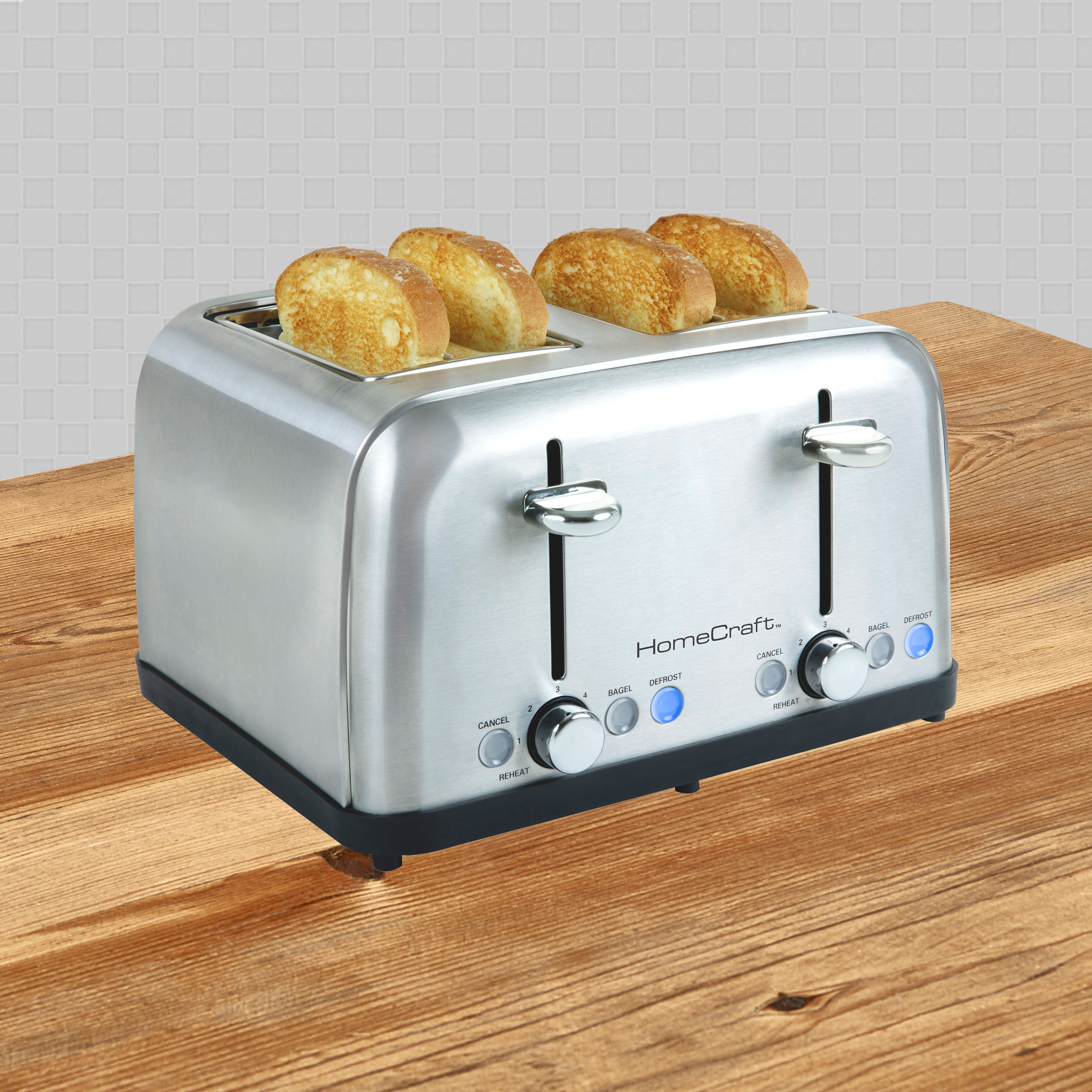 1300W 4 Slice Home Kitchen Electric White Bread Toaster 2 Slot Variable Browning 