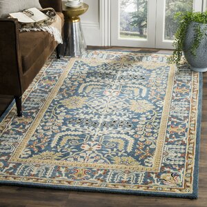 Genemuiden Hand-Tufted Dark Blue Area Rug