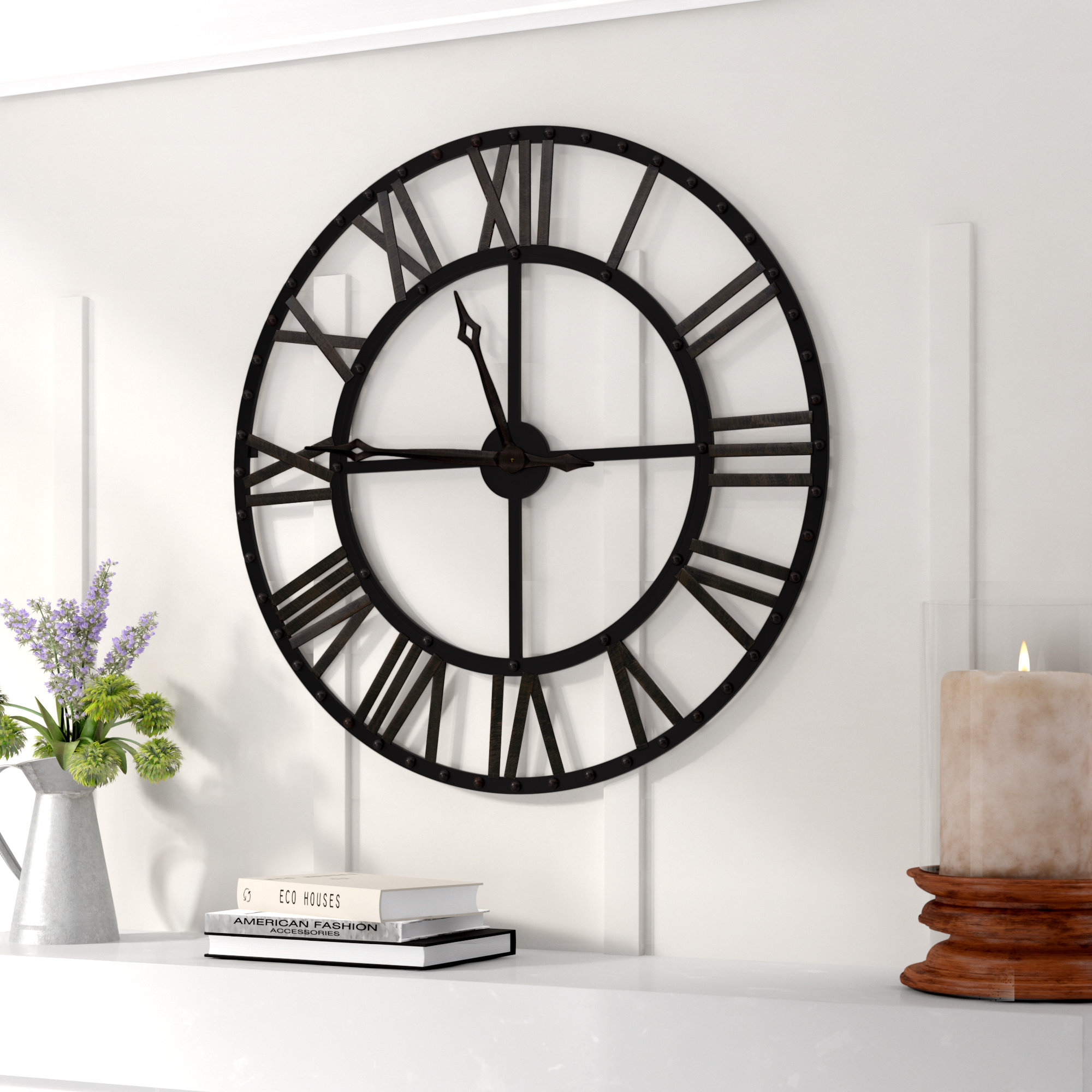 Gracie Oaks Oversized Divya 33 75 Wall Clock Reviews Wayfair