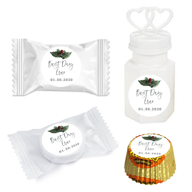 Winter Snowy Forest Wedding Personalized Chocolate Drop Label Stickers