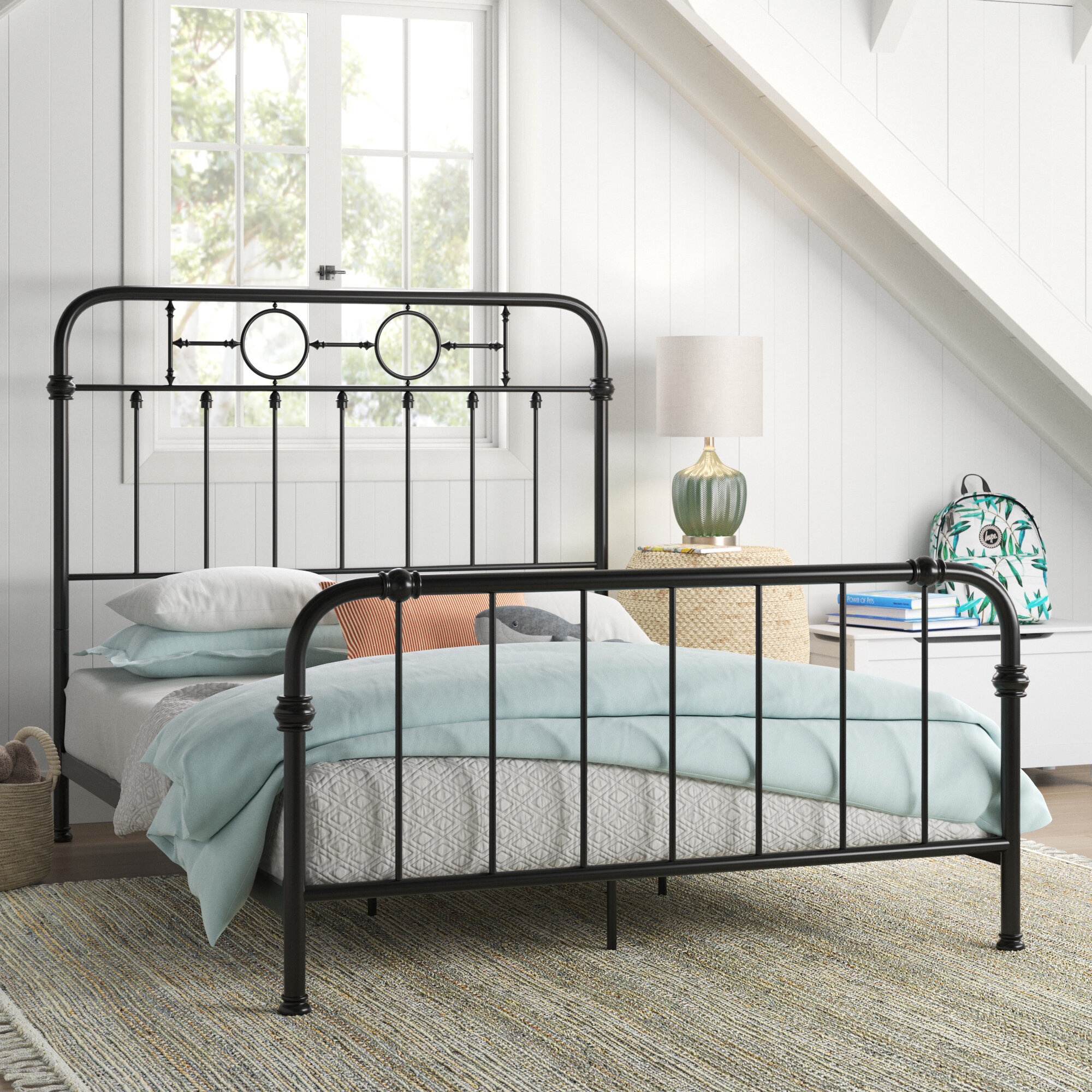 Single Bed Frame 3FT Metal Bed Frame Vintage Metal Beds Bedroom Furniture with Headboard Vintage Bed Base For Children and Adults
