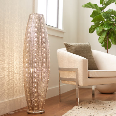 Ragnar 43.5\" Punched Nickel Column Floor Lamp INCOMPLETE 