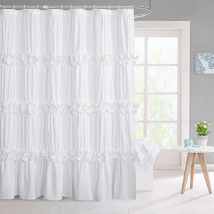 Chic ruffle semi sheer shower curtain white new free shipping 