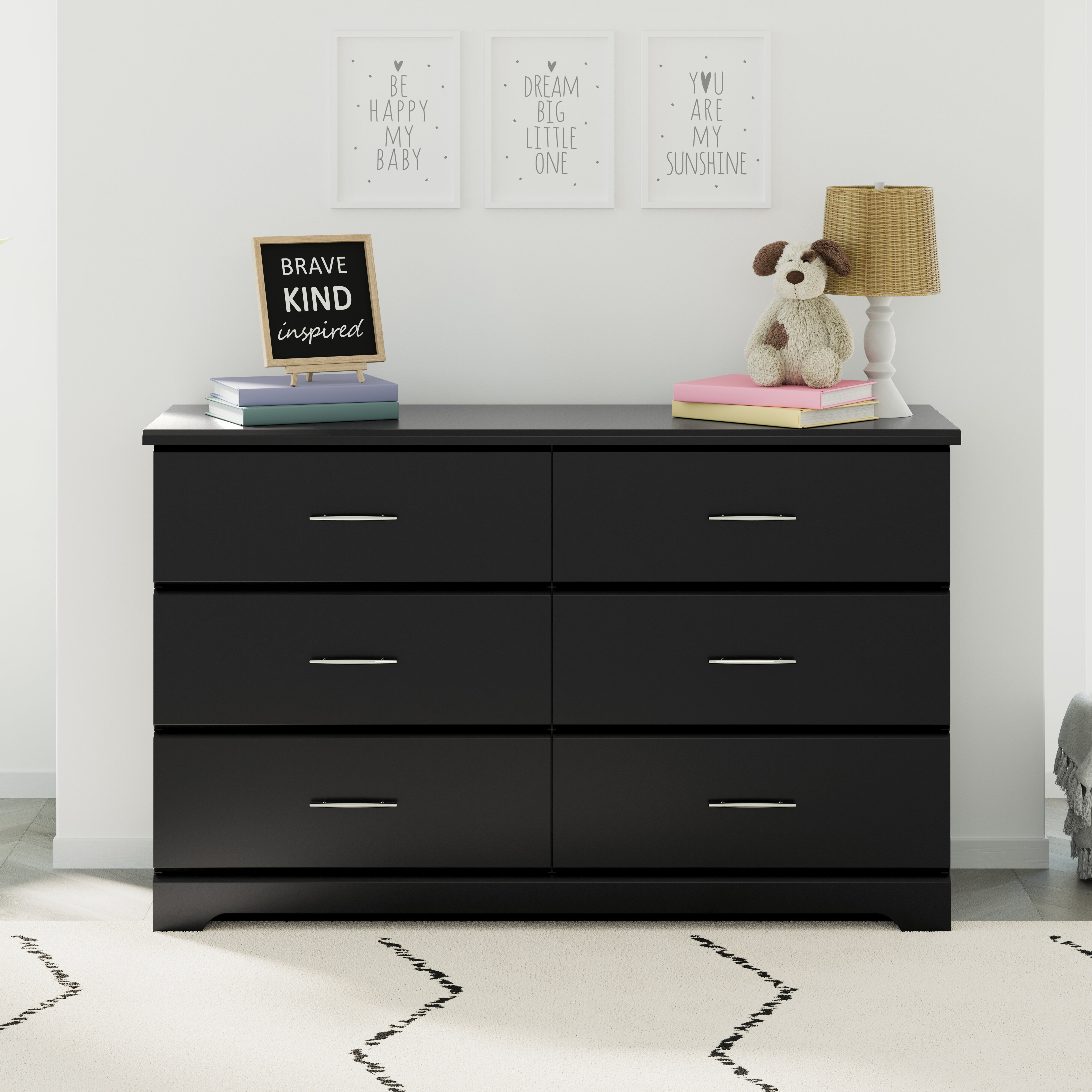 South Shore Dresser Chest Modern Transitional Particle Board Pure Black 3-Drawer 