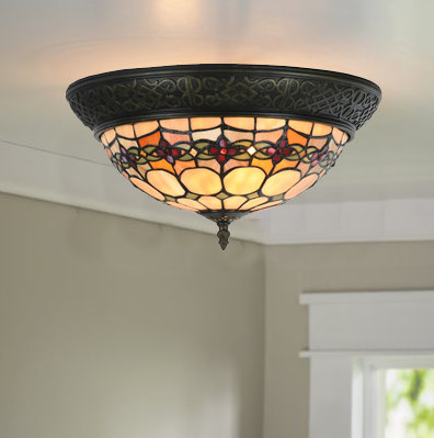 Astoria Grand Paule Tiffany Style Stained Gl Geometric Rosette 2 Astoria Grand Paule Tiffany Style Stained Gl Geometric Rosette 2 Light Flush Mount Wayfair