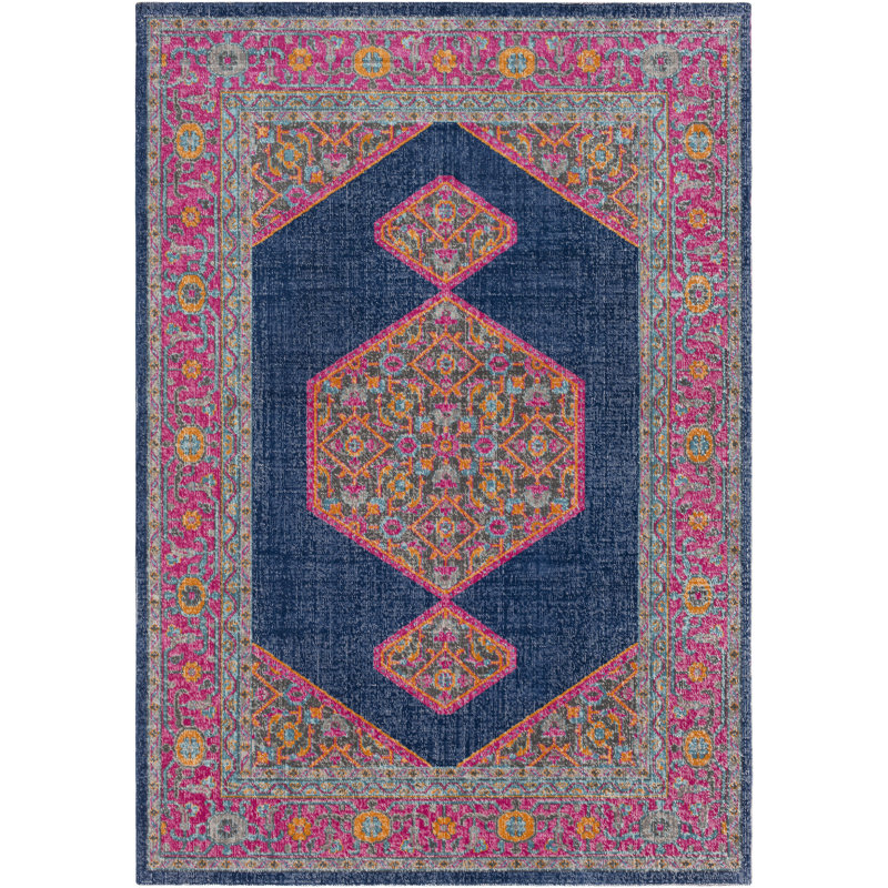 Bungalow Rose Arabi Power Loom Blue Pink Rug Reviews Wayfair