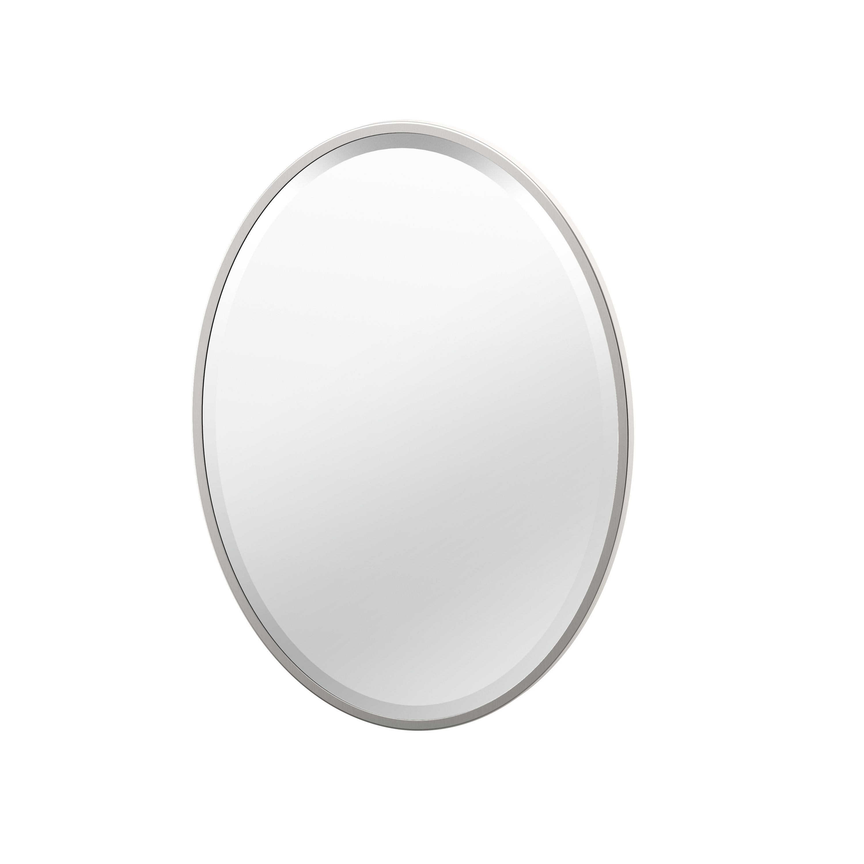 Single Rectangle Frameless Floating Mount in Satin Nickel x 28 in Mirror 32 in