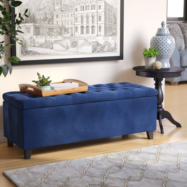 Color : Blue Large Capacity Solid Wood Storage Stool Fashion Household Footrest Living Room Dormitory Sofa Art Storage Stool