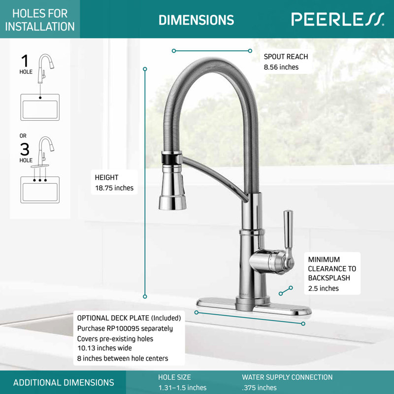 Peerless Faucets Westchester Spring Spout Pull Down Single Handle Kitchen Faucet Wayfair