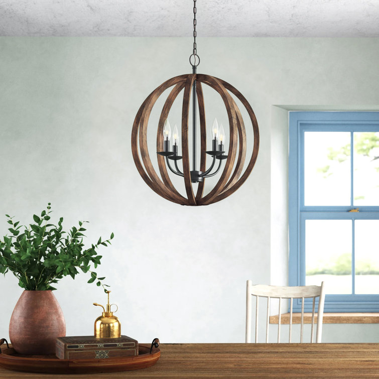 Marley 4 - Light Globe Chandelier with Wrought Iron Accents