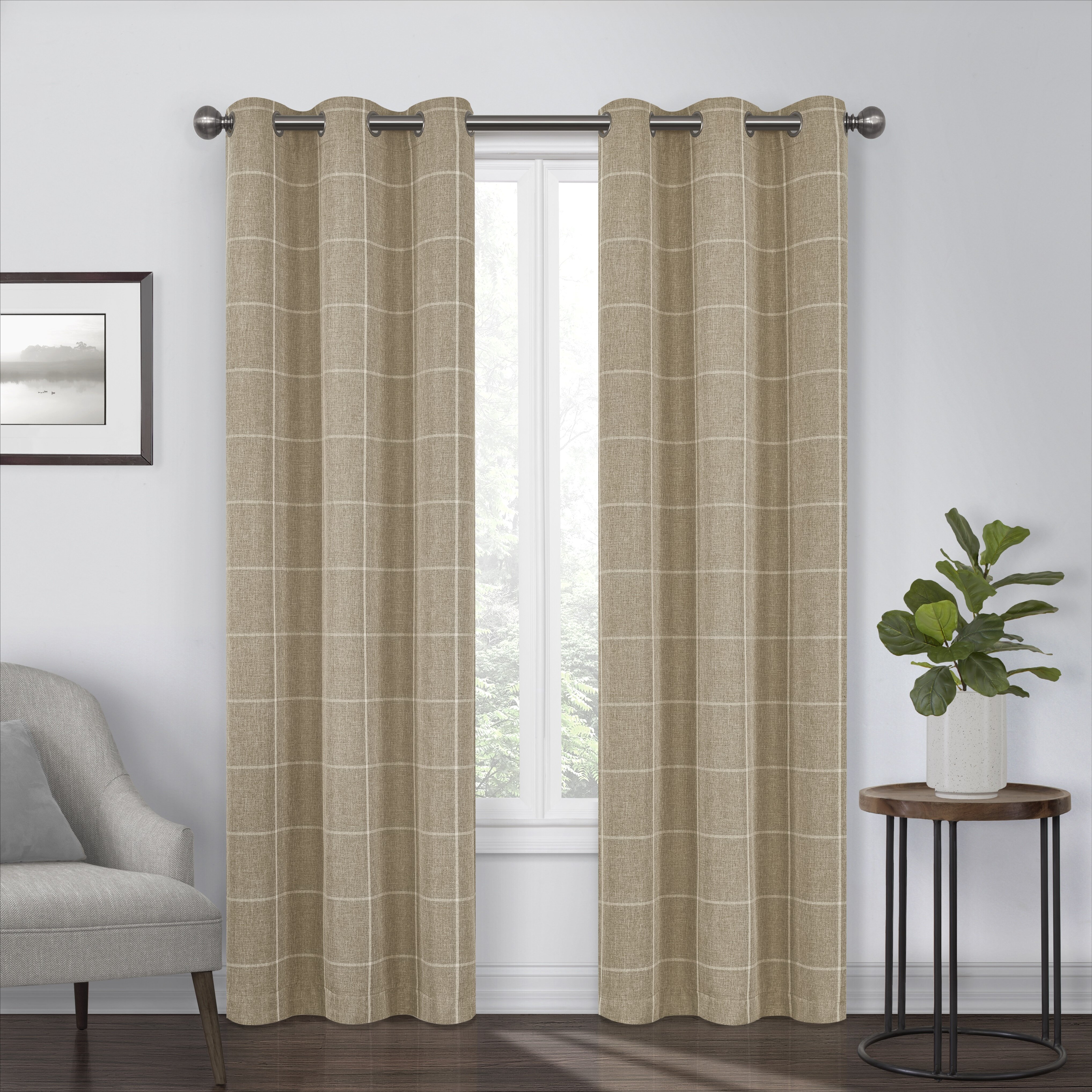 Brown Color  Jute Grommet Curtain Bed Room Curtain Blackout Curtain Drapes 