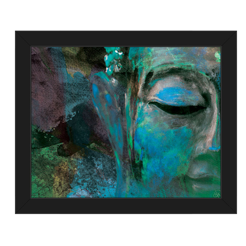 Bloomsbury Market Turquoise Painted Buddha S Face Framed Graphic Art Print On Canvas Wayfair