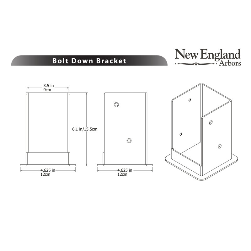 New England Arbors Bolt Down Bracket Kit For 5 X 5 Pergola Posts Hardware Reviews Wayfair