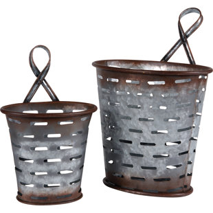 Vintage Olive Bucket Wayfair Metal Olive Wall Bucket Set Of 2