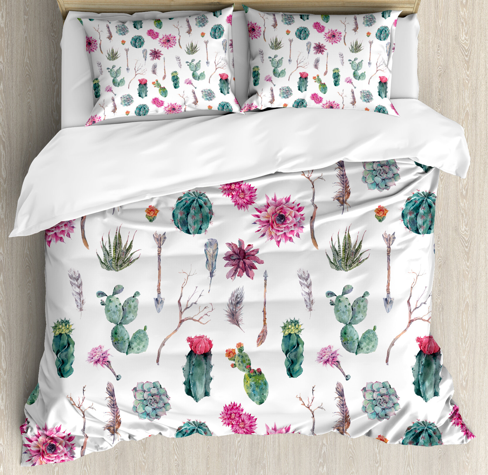 Ambesonne Cactus Vintage Botanical Pattern Arrows Feathers Succulent Twigs Hawaii Spring Tropic Duvet Cover Set Wayfair