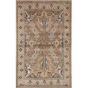 One-of-a-Kind La Seda Hand-Knotted Beige/Brown Area Rug