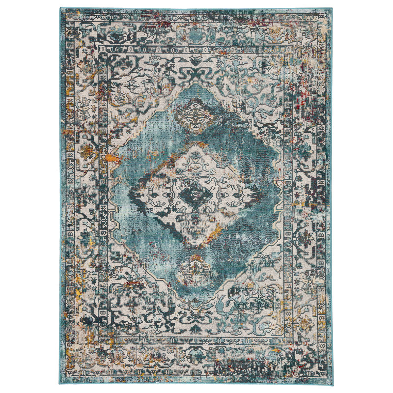 Bungalow Rose Elianna Medallion Teal Cream Area Rug Reviews Wayfair