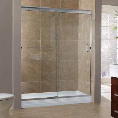 Gosson 48 X 72 Single Sliding Frameless Shower Door Hazelwood Home Sliding Frameless Shower Door