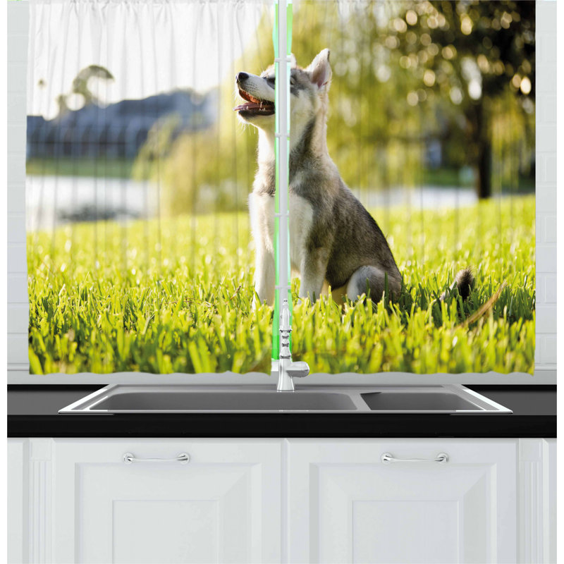 East Urban Home 2 Piece Alaskan Malamute Kitchen Curtain Wayfair