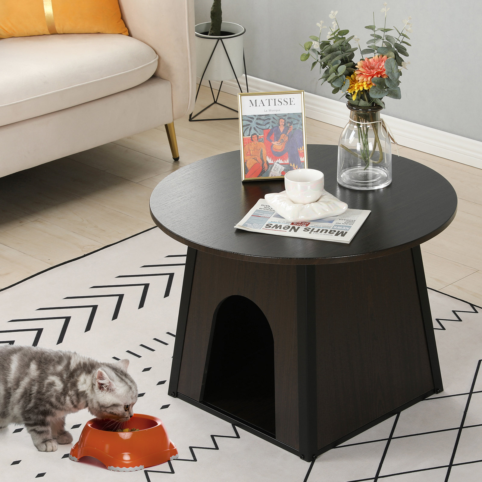 Tucker Murphy Pet™ Litter Box Enclosure, Round Litter Box Furniture