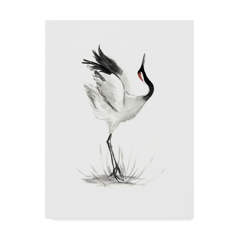 East Urban Home Japanese Cranes I Acrylic Painting Print On
