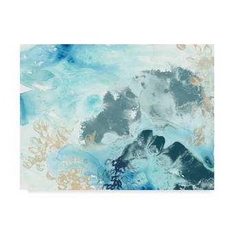 Ebern Designs Aqua Wave Form I Acrylic Painting Print On Wrapped