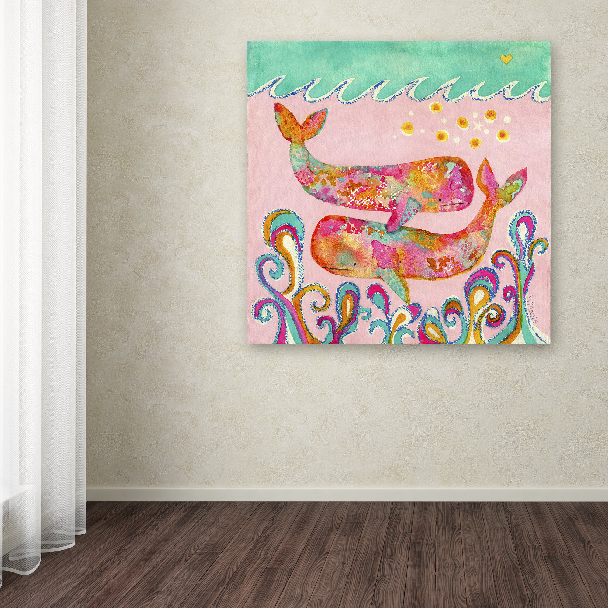 Trademark Art 'Pink Whales' Canvas Art | Wayfair