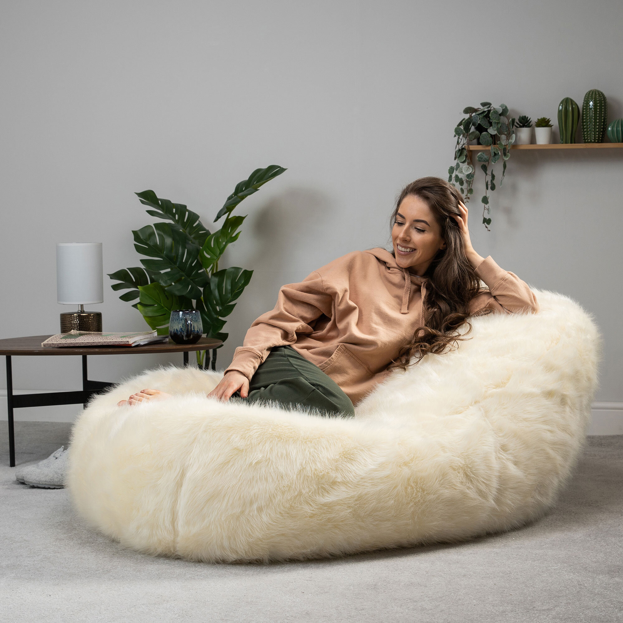 faux fur lounger bean bag