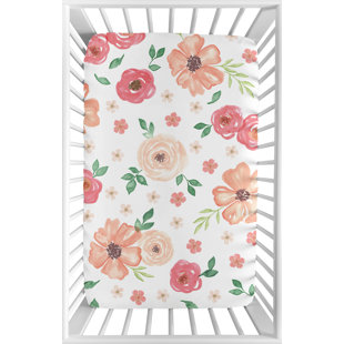 yellow floral crib sheet