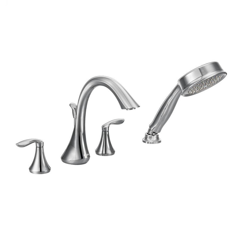 Moen Eva Double Handle Deck Mounted Roman Tub Faucet With Trim