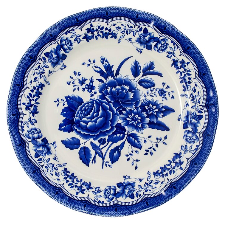 See 10 Designs Inside! Service for 6 Tudor Royal Collection 24-Piece Premium Quality Round Porcelain Dinnerware Set SUMAYA Blue 